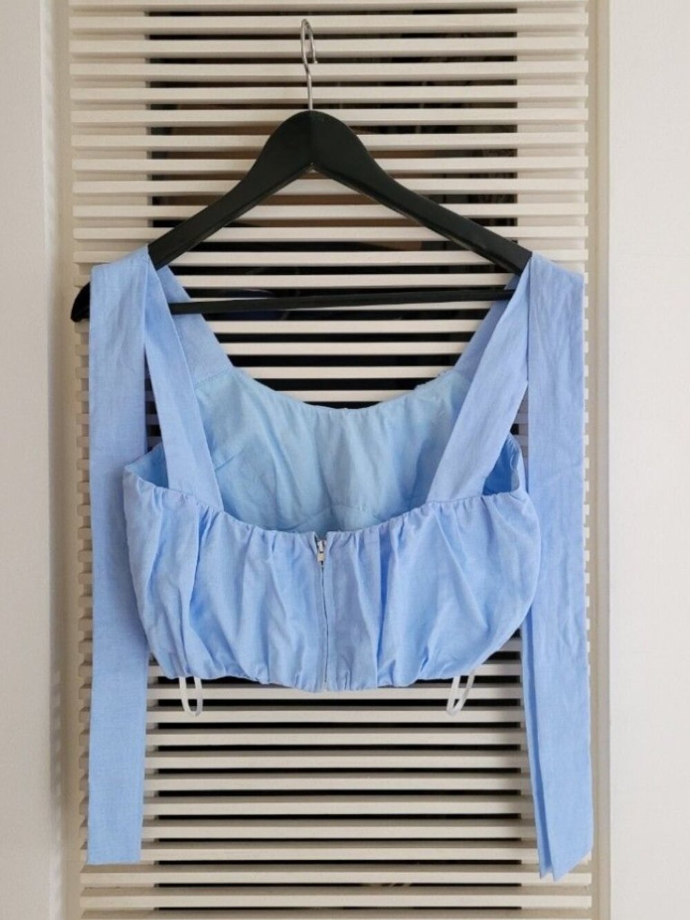Love Bonito Amoura Linen Ruched Top (Blue) - Picture 5 of 5